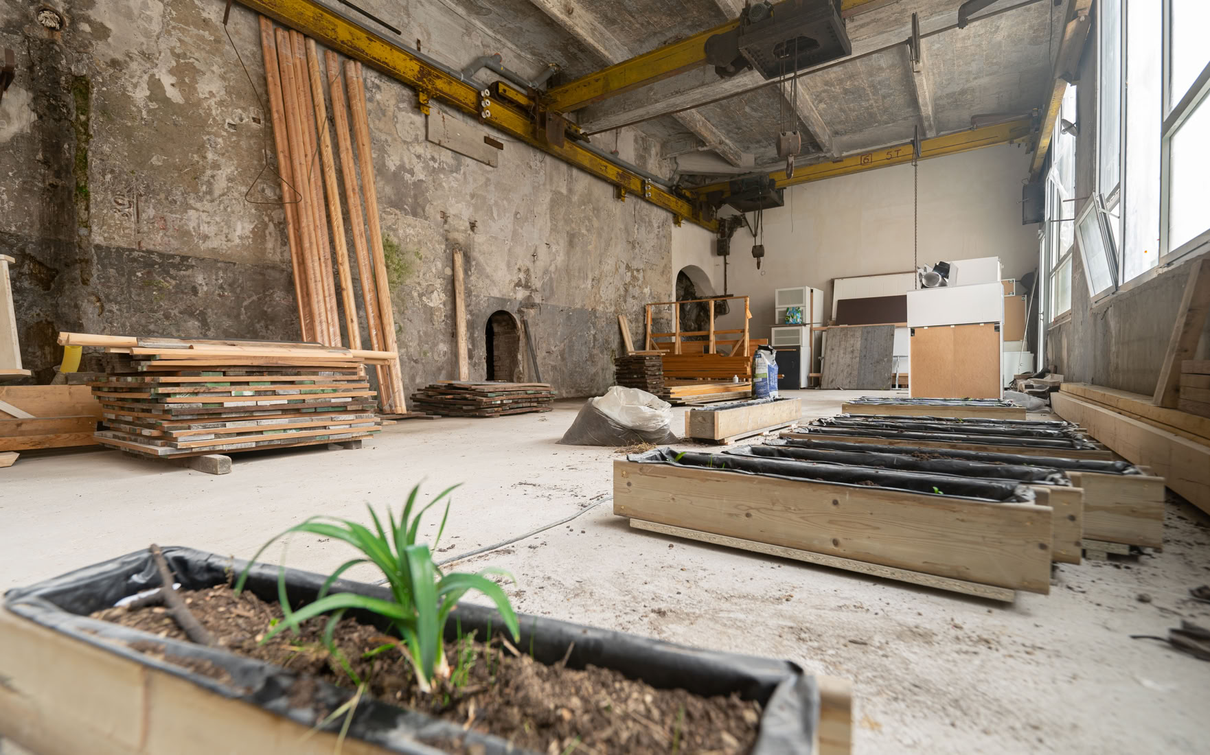 Photo du tiers-lieu de la grunböx à Vienne en travaux.